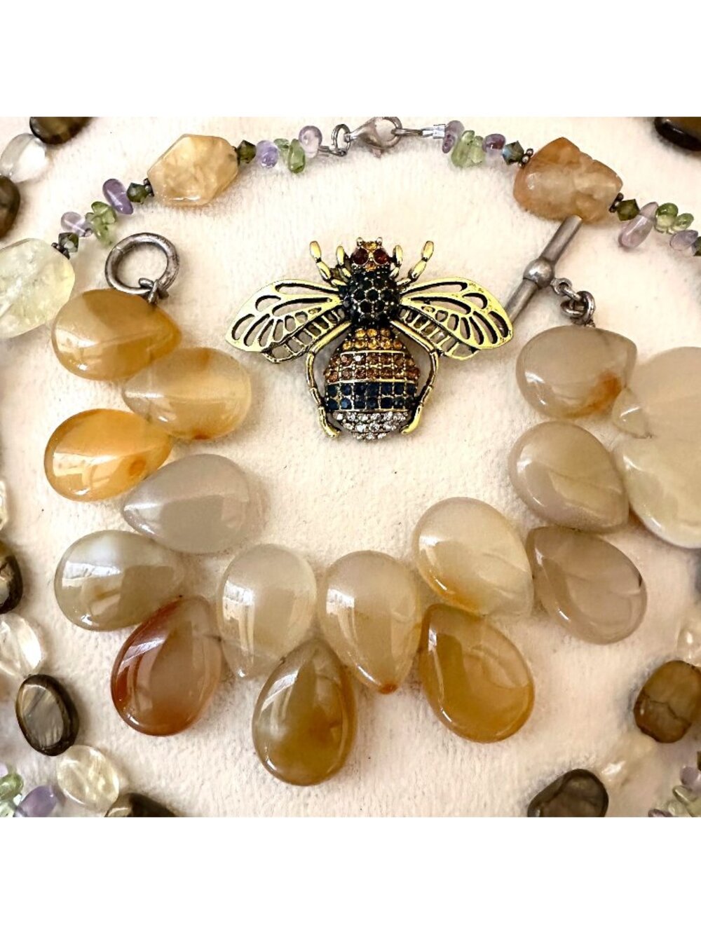 Jewelry Lot Vintage Modern Gemstone Necklaces Bracelet Bee Brooch Pin
